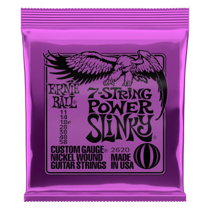 Ernie Ball Power Slinky Nickel Wound 7 String Electric Guitar Strings 11-58 Gauge