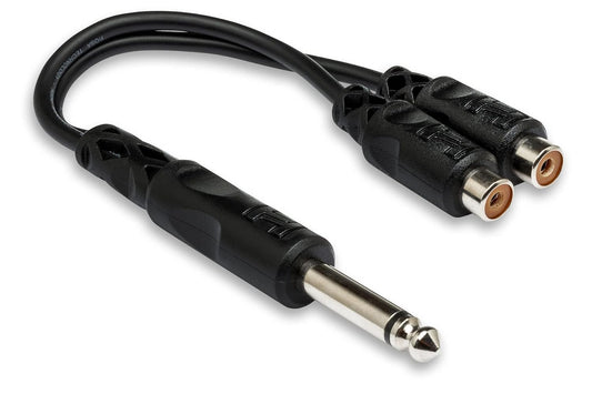 Hosa YPR103 1/4" TS to Dual RCAF Y Cable