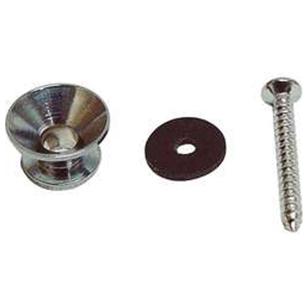DR PARTS GUITAR END PIN STRAP BUTTON FELT & SCREW in CHROME