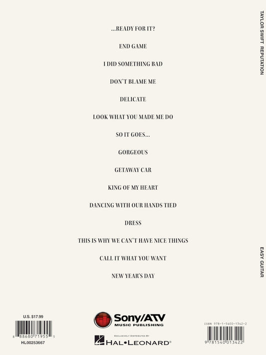 Taylor Swift Reputation Easy Guitar Notes And Tab