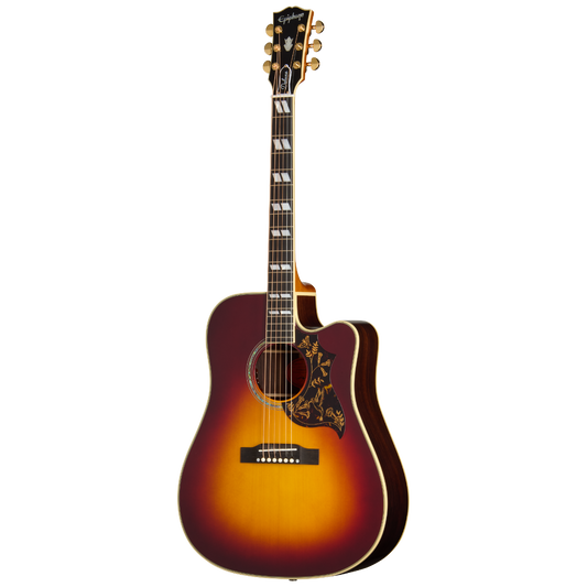Epiphone Hummingbird Deluxe EC Acoustic Electric Guitar in Autumn Burst