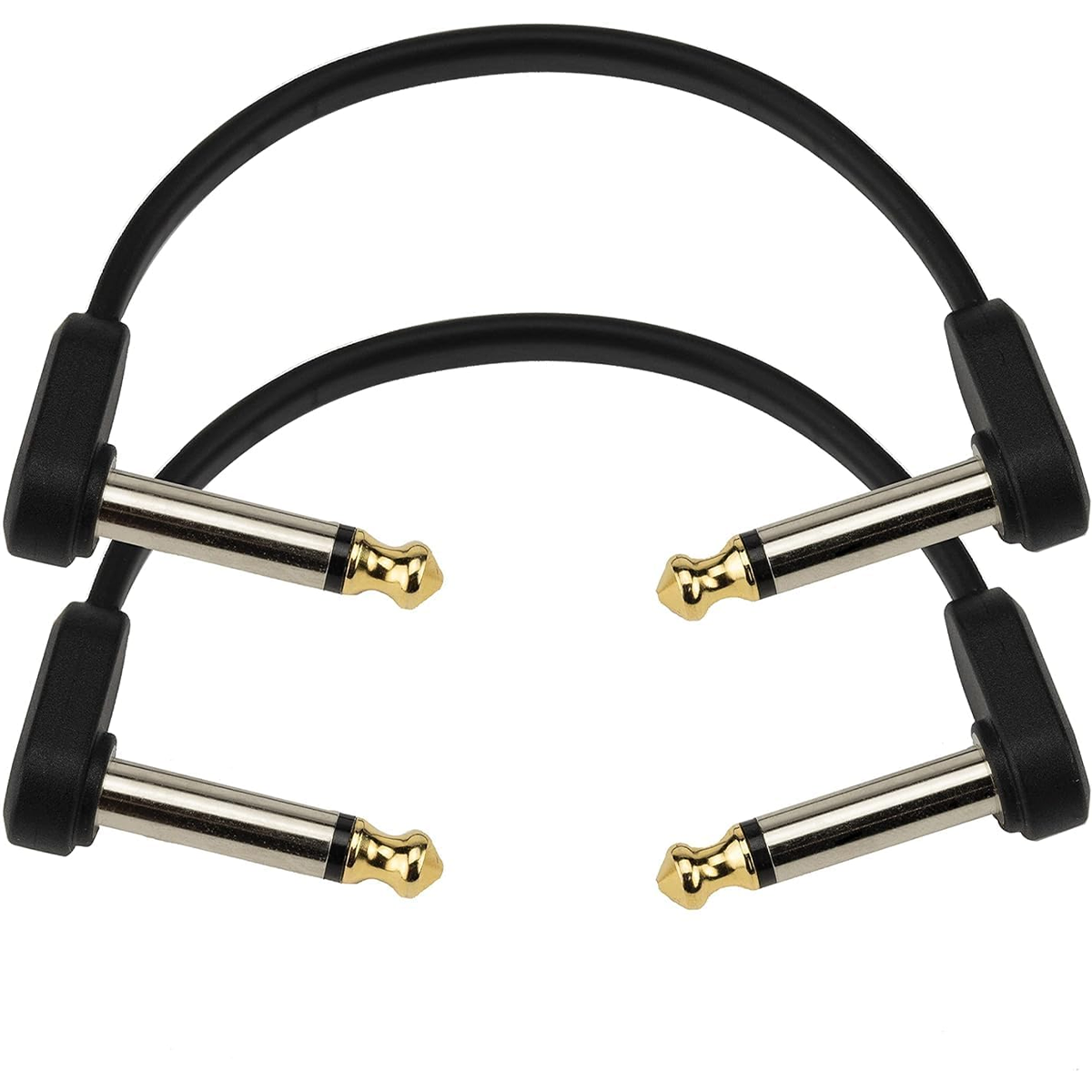 D'Addario 4" Matching Right-Angle Flat Patch Cable 2 Pack