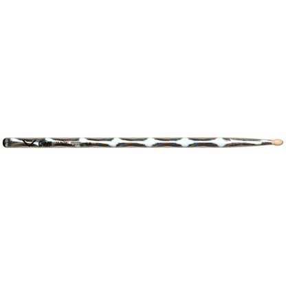 Vater Color Wrap 5A Wood Tip Hickory Drumsticks in Silver Optic (Pair)