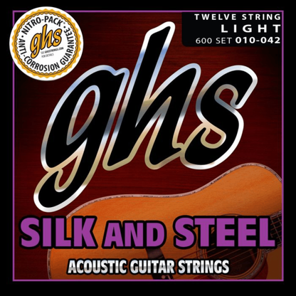 GHS 600 Silk and Steel 12 String Acoustic Guitar Strings 10-42 Gauge