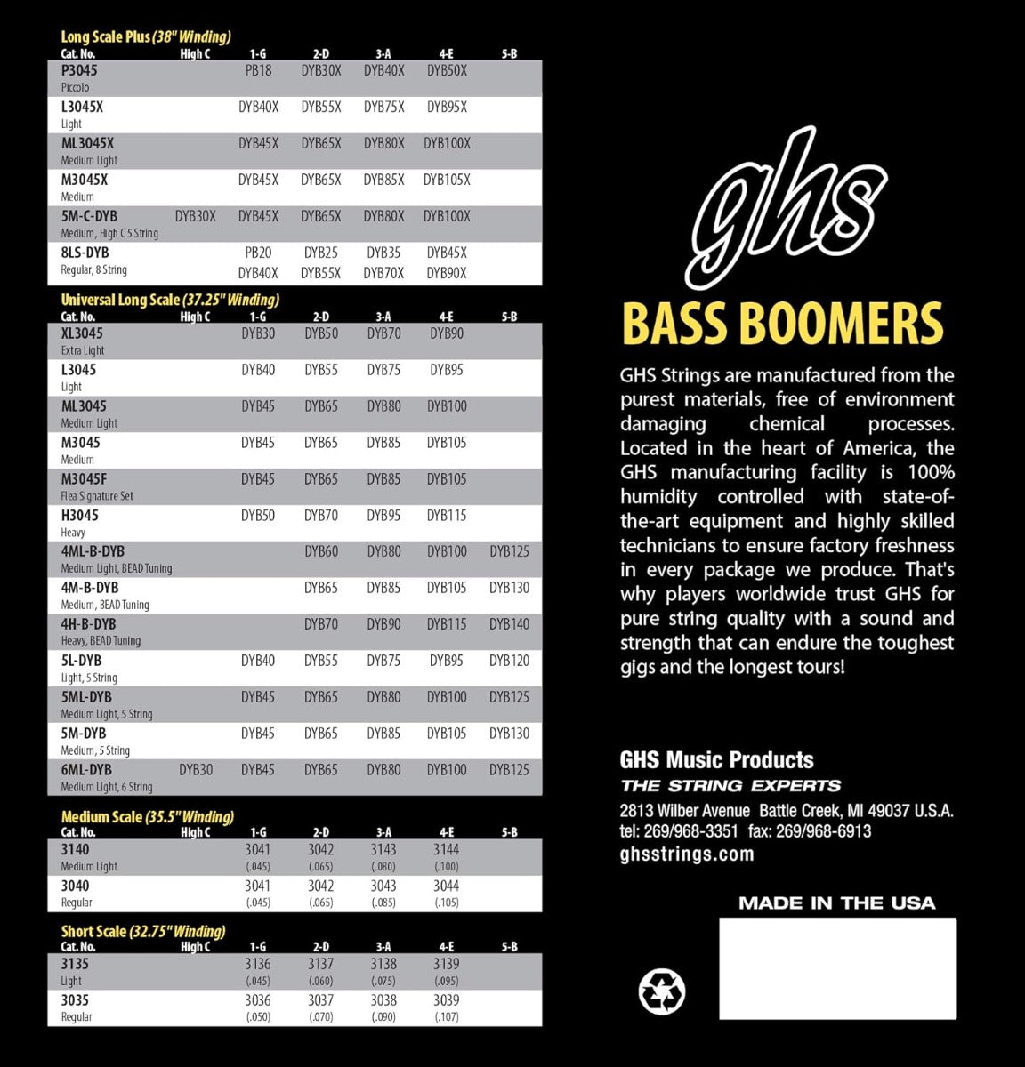 GHS 5M-DYB Bass Boomers Guitar Strings 45-130 Gauge