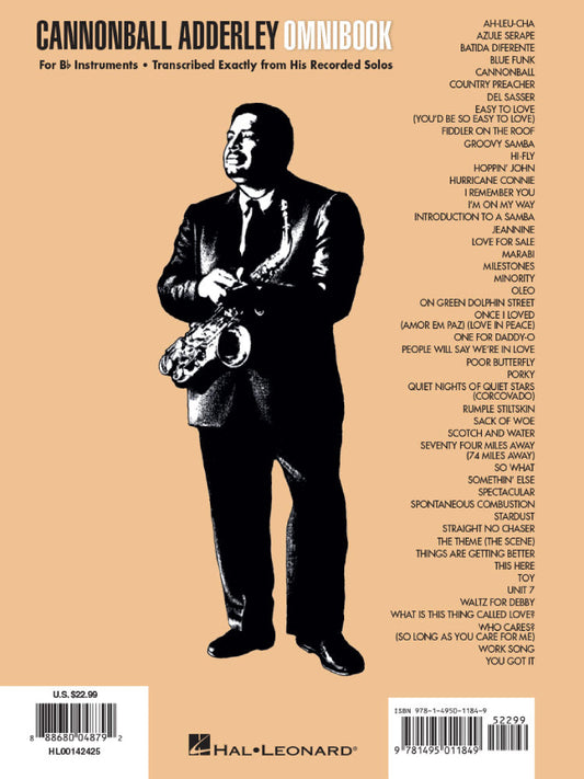 Cannonball Adderley Omnibook B Flat Edition