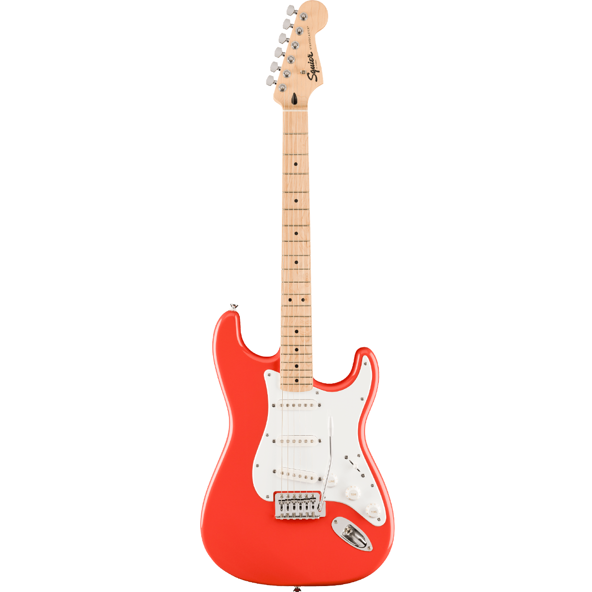 Squier FSR Squier Sonic Stratocaster, Maple Fingerboard, White Pickguard in Fiesta Red