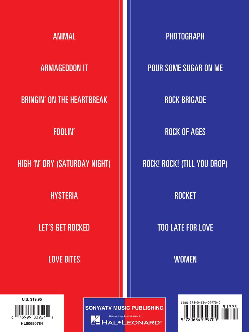 Best of Def Leppard Guitar Recorded Versions Tab
