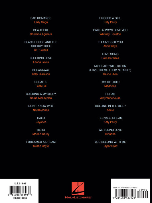 Vocal Pop Original Keys for Female Singers
