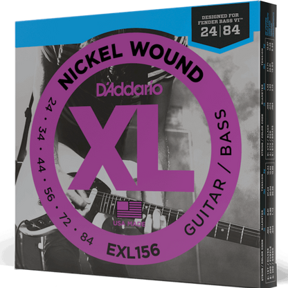 D'Addario EXL156 Nickel Wound Fender Bass VI Electric Guitar Strings 24-84 Gauge
