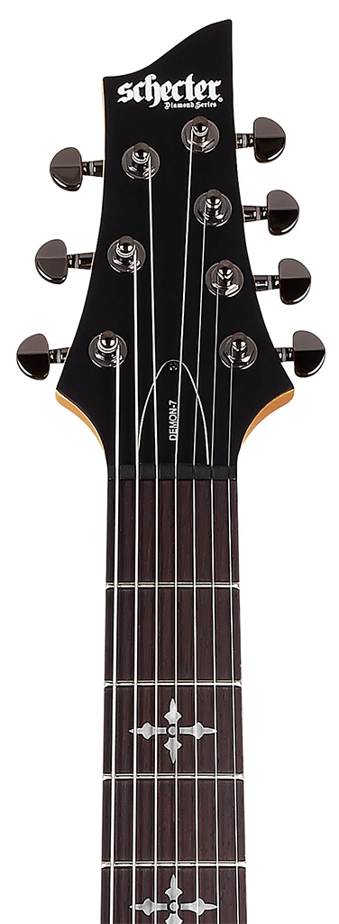 Schecter Demon 7 7 String Electric Guitar in Aged Black Satin