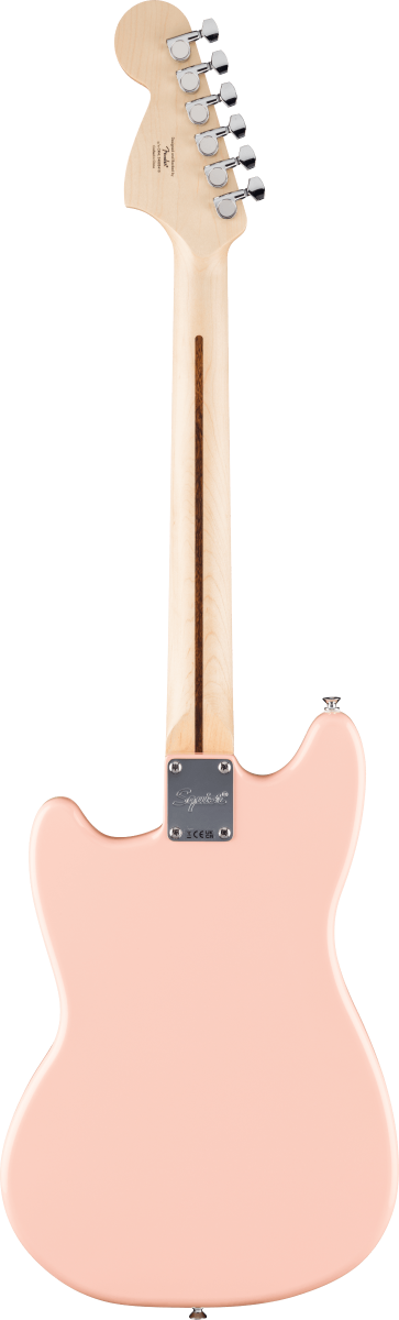 Squier FSR Squier Sonic Mustang, Maple Fingerboard, White Pickguard in Shell Pink