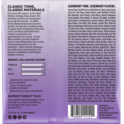 Ernie Ball Concert & Tenor Nylon Ball End Ukulele Strings Wound G  Black