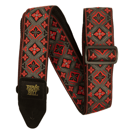 Ernie Ball Classis Jacquard Guitar Or Bass Strap in Red King