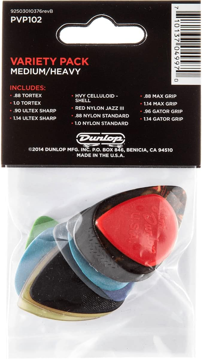 Jim Dunlop Variety Guitar Pick 12 Pack Medium & Heavy