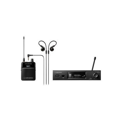 Audio-Technica 3000 Series Wireless In Ear Monitor System includes ATW-R3250 receiver + ATW-T3205 Transmitter + ATH-E40 professional in ear headphones