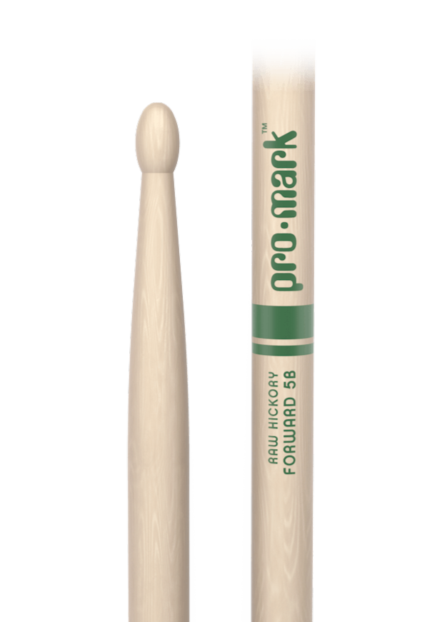 Promark Forward 5B Raw Hickory Wood Tip Natural Drumsticks