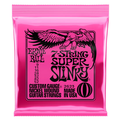 Ernie Ball Super Slinky Nickel Wound 7 String Electric Guitar Strings 9-52 Gauge