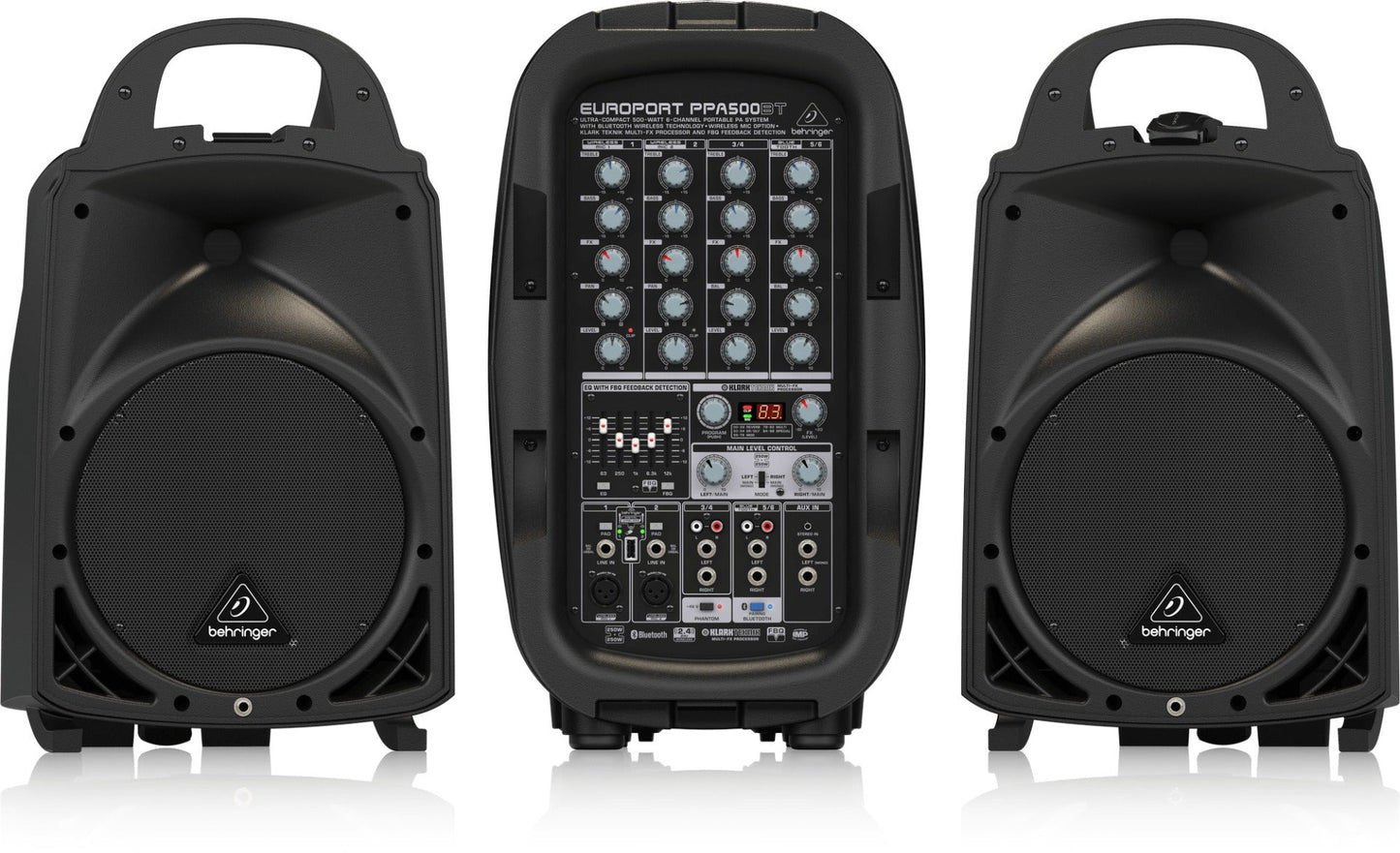 Behringer Europort PPA500BT Ultra Compact 500W 6 Channel Portable PA System