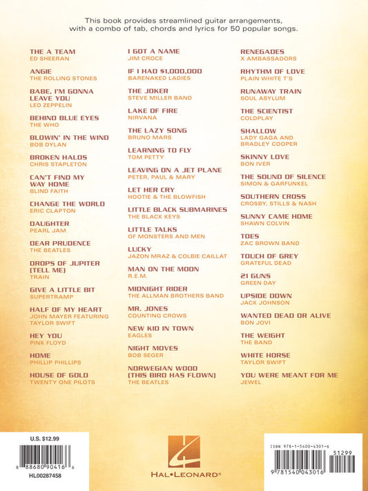 Simple Acoustic Songs The Easiest Easy Guitar Songbook Ever