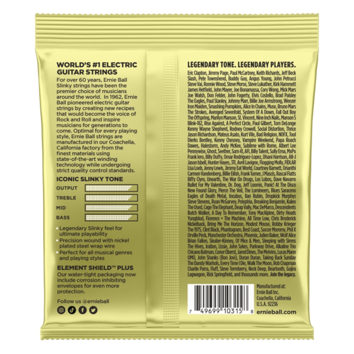 Ernie Ball Mammoth Slinky Nickel Wound Electric Guitar Strings 12-62 Gauge