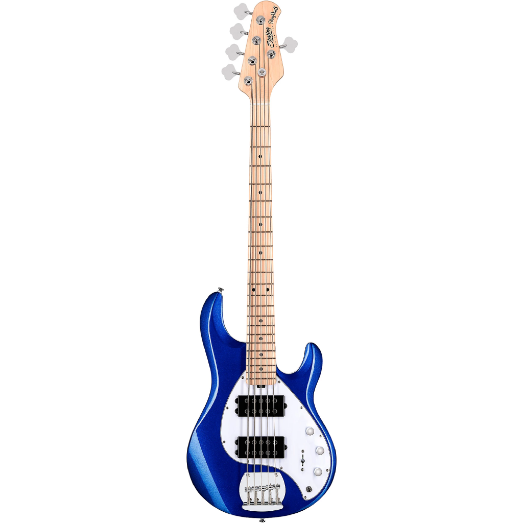 Sterling By Music Man StingRay 5 HH 5 String Bass Guitar in Cobra Blue