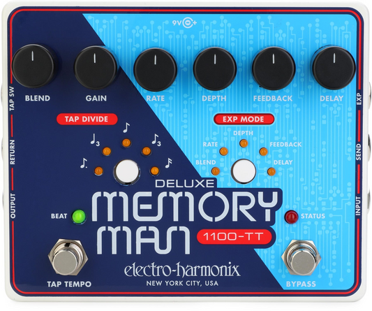 Electro-Harmonix Deluxe Memory Man 1100-TT Delay Pedal with Tap Temp