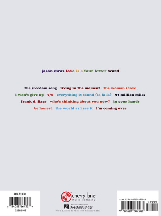 Jason Mraz Love Is a Four Letter Word PVG