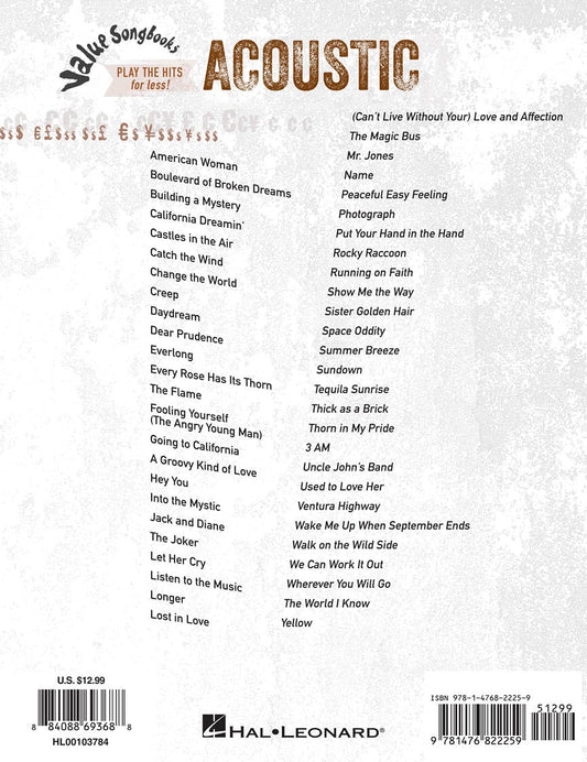 Value Songbooks Acoustic PVG
