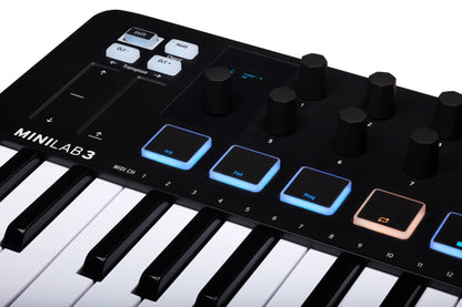 Arturia MiniLAB 3 Compact MIDI Keyboard & Pad Controller in Black