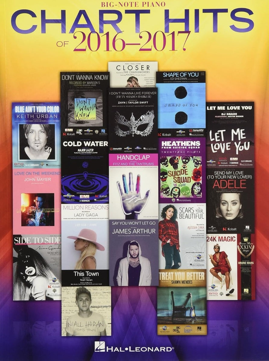 Chart Hits of 2016 to 2017 Big Note Piano