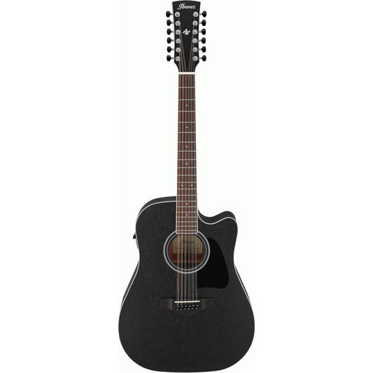 Ibanez AW8412CE 12 String Acoustic Electric Guitar in Weathered Black Open Pore