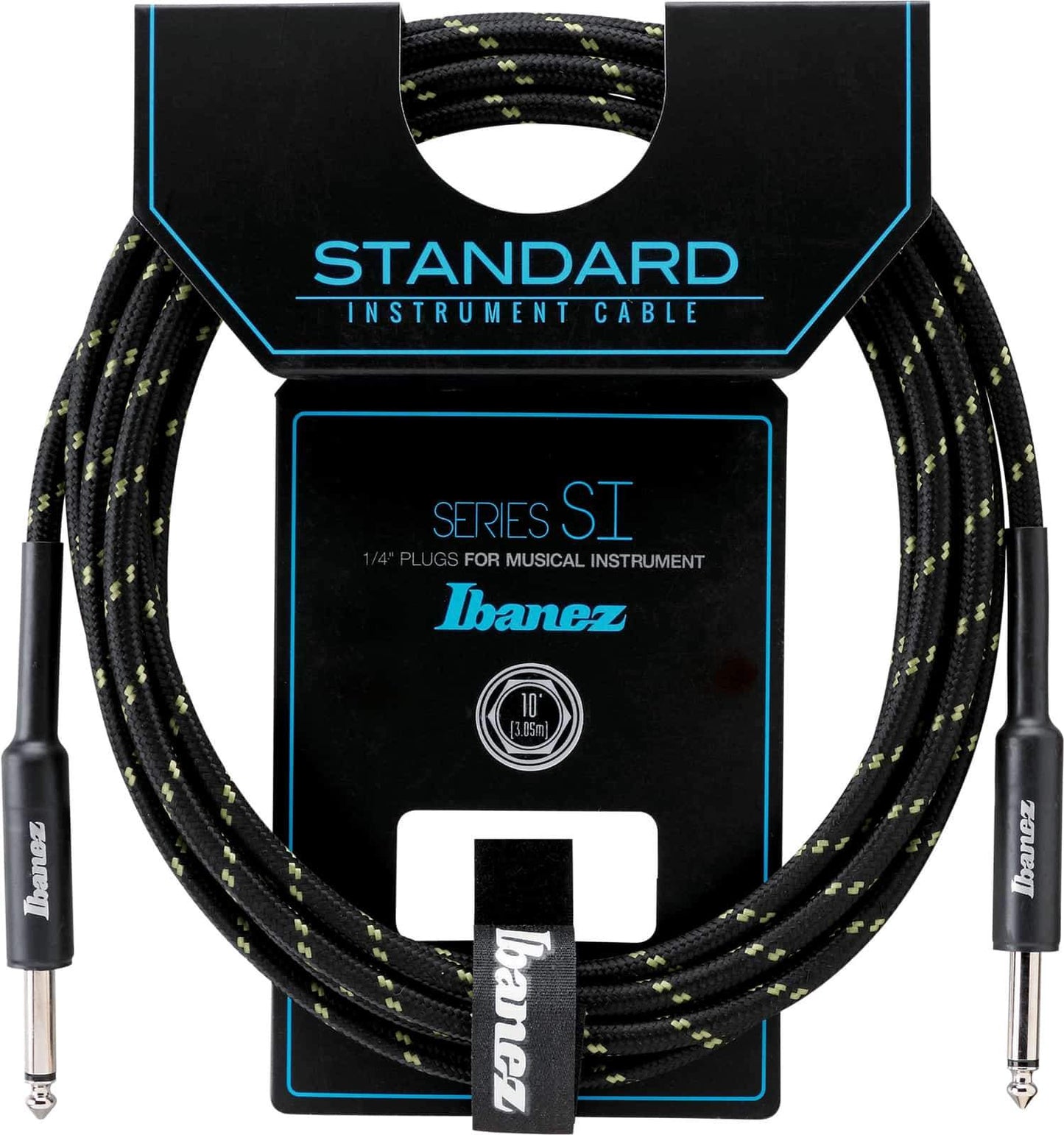 Ibanez SI10 10ft Woven Guitar Cable in Black & Green