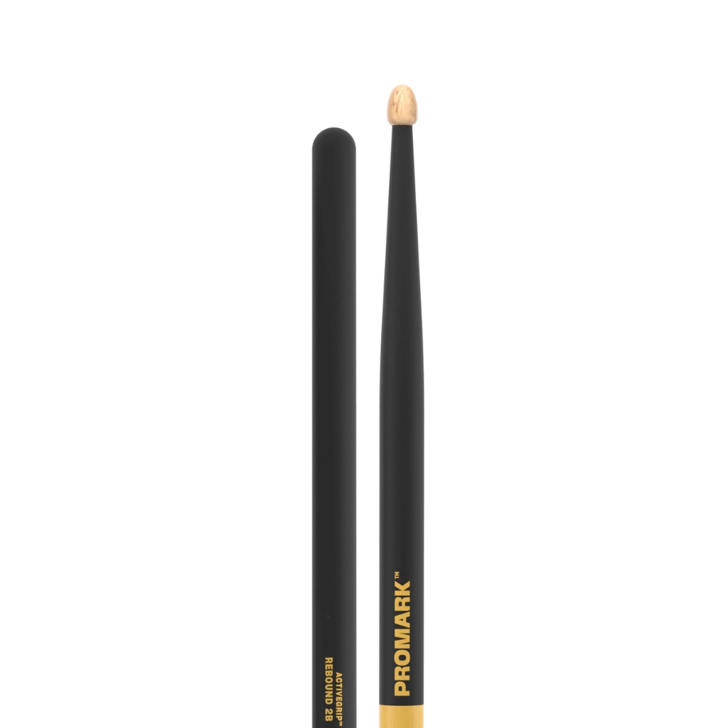 Promark R2BAG Rebound 2B Hickory Active Grip Wood Tip in Black