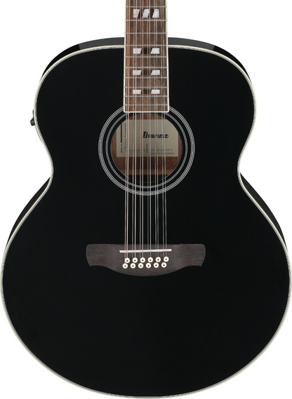 Ibanez AJ7012M1E 12-string Acoustic Electric Guitar in Black High Gloss