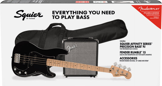 Squier Affinity Series Precision Bass PJ Pack, Maple Fingerboard in Black