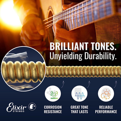 Elixir 11027 Nanoweb 80/20 Bronze  Acoustic Guitar Strings Custom Light 11-52 Gauge