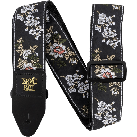 Ernie Ball Classic Jacquard Guitar Or Bass Strap in White Blossom