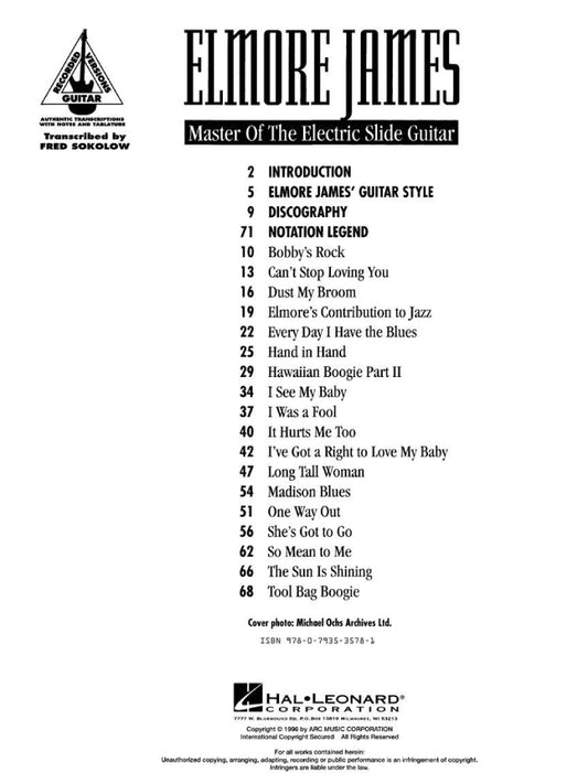 Elmore James Master of the Electric Slide Guitar Tab
