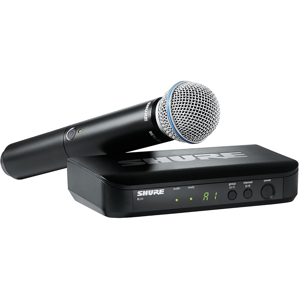 Shure Wireless Handheld System BLX2 Tx; BETA58 Mic; BLX4 Rx Auto Setup 614-638MHz