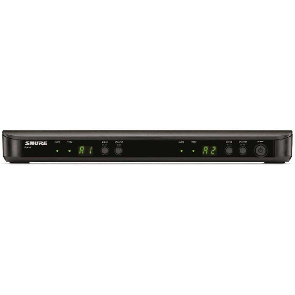 Shure Wireless Dual Lapel Mic System 2 x BLX1 Tx; 2 x CVL-B/C Mic; BLX88 RX; Auto Setup 662-686MHz