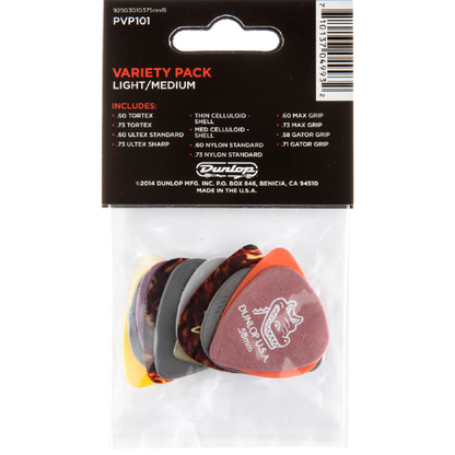Jim Dunlop Variety Guitar Pick Light & Medium 12 Pack