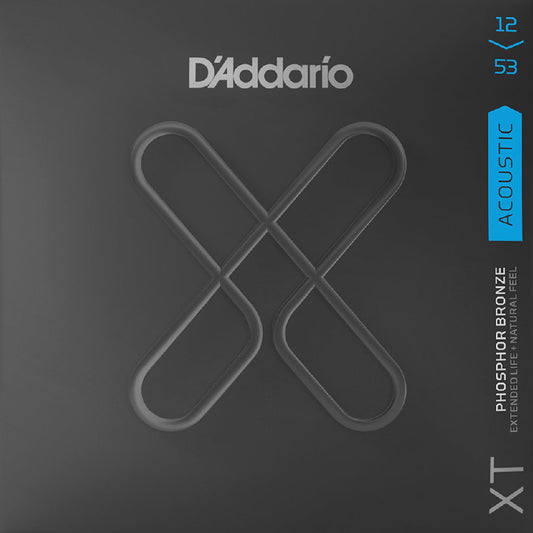 D'Addario XT Phosphor Bronze Light Coated Acoustic Guitar Strings 12-53 Gauge