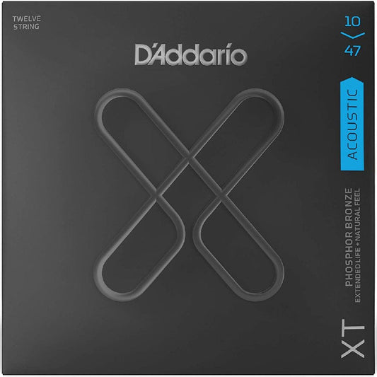 D'Addario XT Phosphor Bronze Acoustic Guitar Strings 12 String 10-47 Gauge