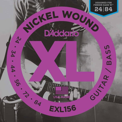 D'Addario EXL156 Nickel Wound Fender Bass VI Electric Guitar Strings 24-84 Gauge