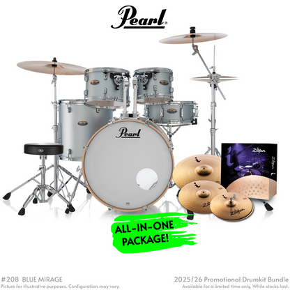 Pearl Decade Maple 5-Piece Fusion Plus Increda-Bundle Drum Kit With Cymbal Pack in Blue Mirage
