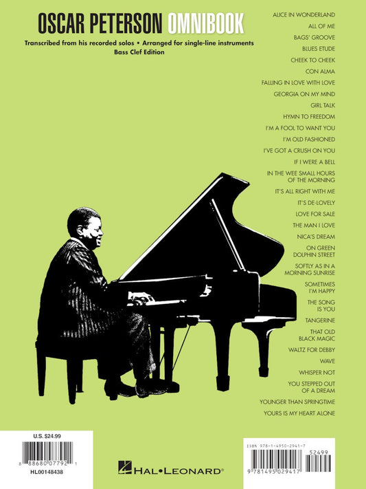 Oscar Peterson Omnibook Bass Clef Instruments