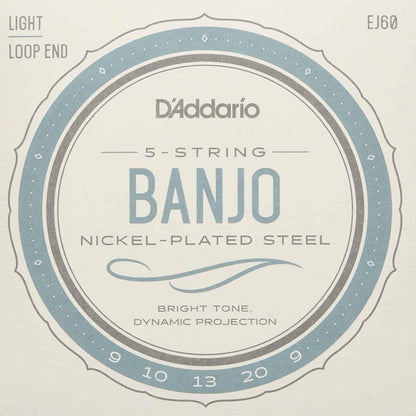 D'Addario EJ60 5 String Banjo Strings Nickel Light 9-20