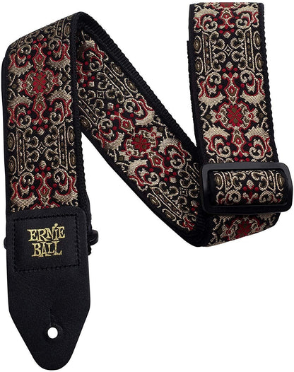 Ernie Ball Classis Jacquard Guitar Or Bass Strap in Persian Red And Gold