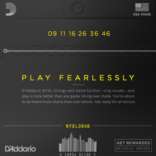 D'Addario NYXL0946 Nickel Wound Electric Guitar Strings Super Light Top  Regular Bottom 9-46 Gauge